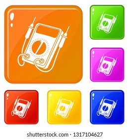 Multi meter icons set collection vector 6 color isolated on white background