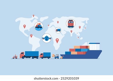 Sistema de Transporte Multimodal para eficiência aprimorada da cadeia de fornecimento e soluções contínuas de logística global. Operações Otimizadas de Frete e Distribuição.