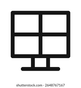 Ícone de interface do usuário de vários monitores, símbolo de vetor de interface do usuário de linha simples de monitoramento de vigilância