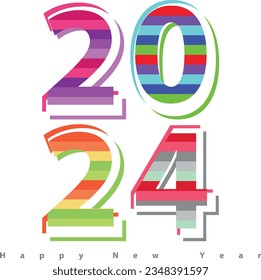 multi monochrome color, happy new year 2024, vector illustration background for happy new year 2024 celebration