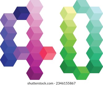 multi monochrome color number forty, isolated on white background, vector illustration.
