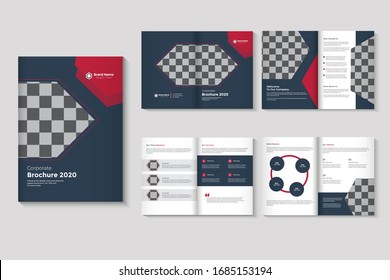 Multi page business brochure template with modern abstract design. Use for marketing, print, annual report and business, corporate, official presentations and Multi Purpose. Vector illustration. 