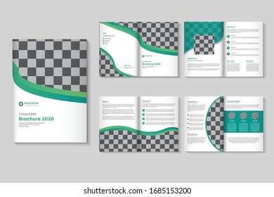 Multi page business brochure template with modern abstract design. Use for marketing, print, annual report and business, corporate, official presentations and Multi Purpose. Vector illustration. 