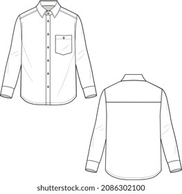MULTI PANEL SHIRT AND TOP FOR MEN AND BOYS FLAT SKETCH VECTOR
