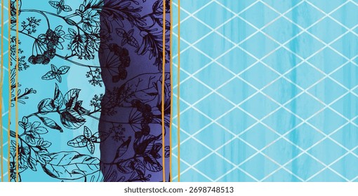 Borda multi padrão, arte mogol, padrão paisley indiano tradicional Fantástico flor, folhas. Impressão têxtil boêmia. Batik, Para impressão têxtil e digital - ilustração