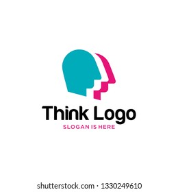 Multi personalities in one person or feeling different emotions - concept. Human head flat outline icon.