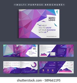 Multi Purpose eight pages, Corporate Brochure set with infographic elements and polygonal abstract design for Business.