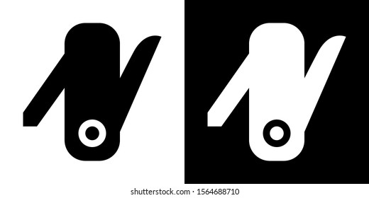 Multi Purpose Knife. Glyph Icon in White and Black Version.