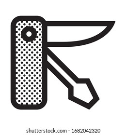 Multi Purpose Knife. Icon Filled with Dots.