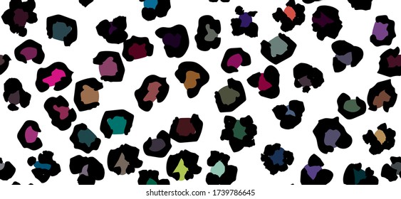 Multi Realistic Leopard Leather Ink Rainbow Leopard Print. Leo Animal Paint. Gradient Leopard Leather Camouflage. Cheetah Trendy Spot. Vector Repeat Ink. Colorful Animal Drop. Leo Seamless Jaguar Cat.