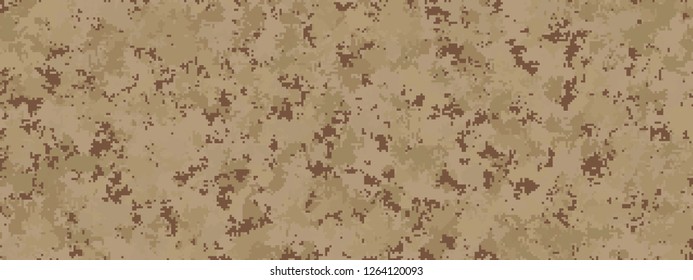 Multi Scale Digital Camouflage Pixel. Brown Dry Leaf Stone Sand Color