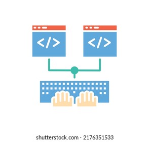 Multi screen coding icon white background.