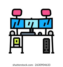 multi screen streaming setup gaming pc color icon vector. multi screen streaming setup gaming pc sign. isolated symbol illustration