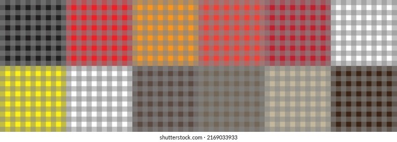 multi set of checkered fabric pattern texture design, two set of checkered background illustration