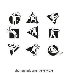 Multi Shape Block Sport Abstract Symbol Vector Illustration Graphic Set