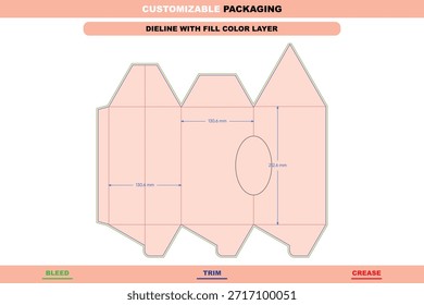 Multi sided polygonal box dieline vector featuring exact folding and cutting paths created for professional carton packaging layouts and structural design accuracy