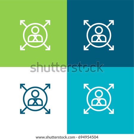 Multi Skills Employee green and blue material color minimal icon or logo design