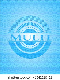 Multi sky blue water wave style emblem.