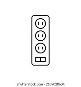 Multi Socket plug icon in black line style icon, style isolated on white background