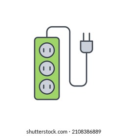 Multi Socket plug icon in color icon, isolated on white background 