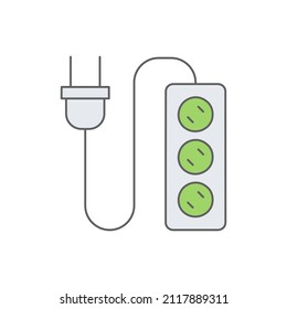 Multi Socket plug icon in color icon, isolated on white background 