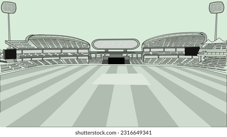Multi Sports Stadium Vector illustration Beautiful Cricket Stadium Sketch