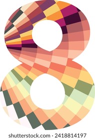 varios colores cuadrados número ocho
, ilustración vectorial, aislada en fondo blanco.
