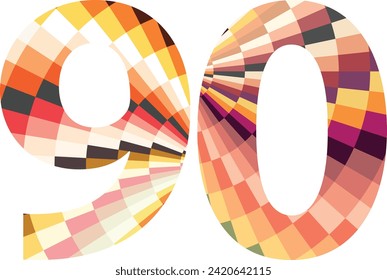 multi square colors number ninety, vector illustration, isolated on white background.