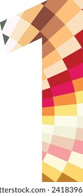 varios colores cuadrados número uno, ilustración vectorial, aislado en fondo blanco.