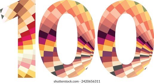 multi square colors number one hundred, vector illustration, isolated on white background.