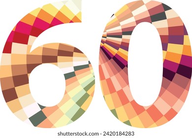 multi square colors number sixty, vector illustration, isolated on white background.