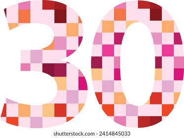 varios colores cuadrados número treinta
, ilustración vectorial, aislada en fondo blanco.