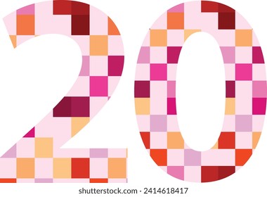 varios colores cuadrados número veinte
, ilustración vectorial, aislada en fondo blanco.