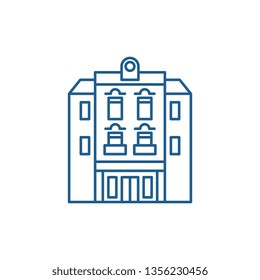 Multi storey building line icon concept. Multi storey building flat  vector symbol, sign, outline illustration.
