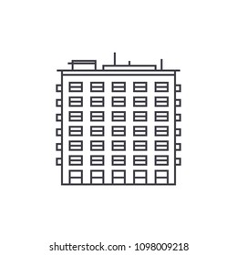 Multi storey building thin line icon concept. Multi storey building linear vector sign, symbol, illustration.