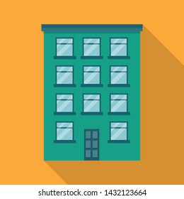 Multi storey building,house,real estate flat style icon long shadow. Vector illustration