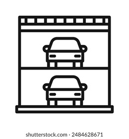 Multi Storey Parking icon Black line art vector