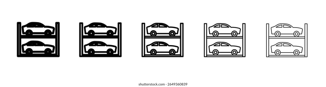 Icono de estacionamiento de varias historias Diseño plano sobre fondo aislado