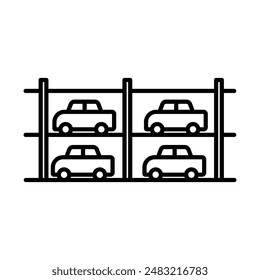 Multi Storey Parking icon linear logo mark in black and white