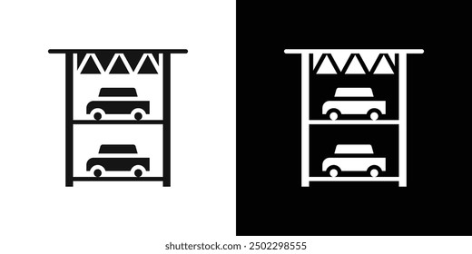 Multi Storey Parking icon logo set vector