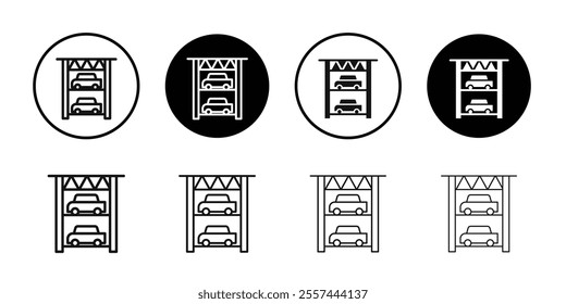 Multi Storey Parking icon logo sign set vector outline