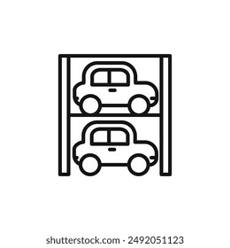 Multi Storey Parking icon outline collection in black and on white background