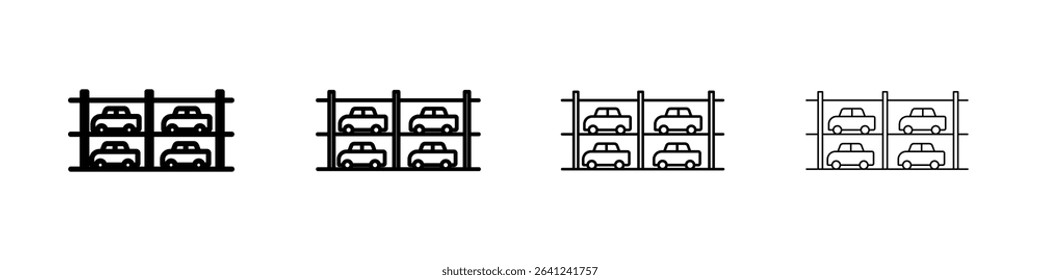 Multi Storey Parking icon Outline sign symbol set