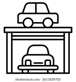 Multi Storey Parking icon Simple outline vector logo