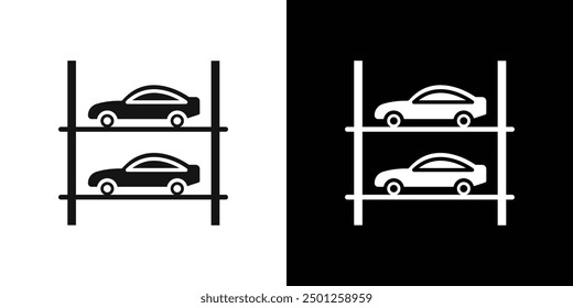 Icono de estacionamiento de varias historias Marca de símbolo en estilo relleno