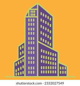 ilustración de vector de construcción púrpura de varios pisos