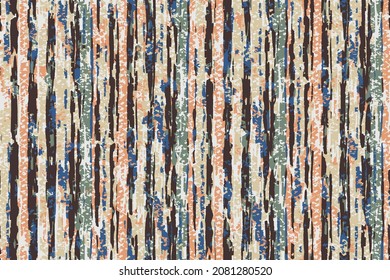 Multi Stripe texture pattern. Abstract brown, blue, yellow, orange and beige color texture background.