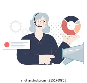 Multi -Tasking Customer Care Executive - Illustration as EPS 10 File