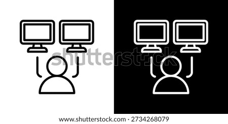 Multi Tasking Icon In Black and White Line Style