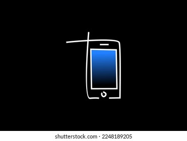 multi tasking technology mobile phone, minimal line vector illustration